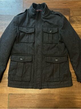 Merona Men's Wool Blend Field Jacket - Charcoal Gray (Size M)
